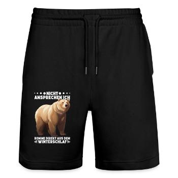 Bärenmotiv Bär Spruch Bärenliebhaber - Stanley/Stella Unisex Bio Joggingshorts Trainer  - Schwarz - Vorne - Nik (191cm) & Marisol (170cm)