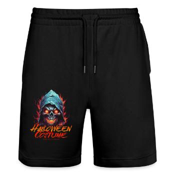 Faucheuse avec feu: costume d’Halloween pour femmes - Short de jogging bio TRAINER Stanley/Stella unisexe - noir - Devant - Nik (191cm) & Marisol (170cm)