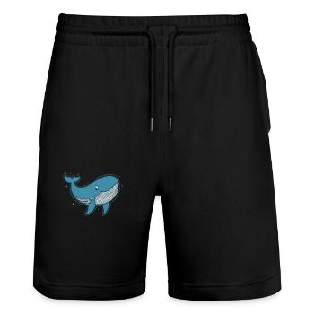 Blauwal lebt im Wasser Ozean - Stanley/Stella Unisex Bio Joggingshorts Trainer  - Schwarz - Vorne - Nik (191cm) & Marisol (170cm)