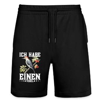 Buntspechtliebhaber Vogelfreund Ornithologe Specht - Stanley/Stella Unisex Bio Joggingshorts Trainer  - Schwarz - Vorne - Nik (191cm) & Marisol (170cm)