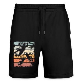 Handball Handballer - Stanley/Stella Unisex Bio Joggingshorts Trainer  - Schwarz - Vorne - Nik (191cm) & Marisol (170cm)