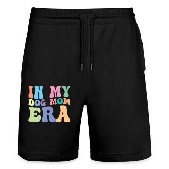 Dog Mom Retro Groovy In My Dog Mom Era - Stanley/Stella Unisex Bio Joggingshorts Trainer  - Schwarz - Vorne - Nik (191cm) & Marisol (170cm)