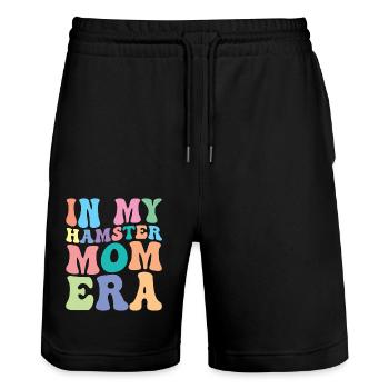 Hamster Mom Retro Groovy In My Hamster Mom Era - Stanley/Stella Trainer Unisex Organic Jogging Shorts - black - Front - Nik (191cm) & Marisol (170cm)