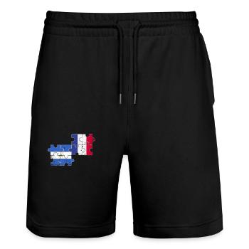 Nicaragua Frankreich Vintage Flagge Nicaraguaner - Stanley/Stella Unisex Bio Joggingshorts Trainer  - Schwarz - Vorne - Nik (191cm) & Marisol (170cm)