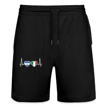 Nicaragua Italien Vintage Herzschlag Flagge - Stanley/Stella Unisex Bio Joggingshorts Trainer  - Schwarz - Vorne - Nik (191cm) & Marisol (170cm)