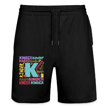 Zurück zur Schule Erster Schultag Typografie - Stanley/Stella Unisex Bio Joggingshorts Trainer  - Schwarz - Vorne - Nik (191cm) & Marisol (170cm)