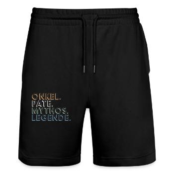 Lustig Onkel Pate Mythos Legende - Stanley/Stella Unisex Bio Joggingshorts Trainer  - Schwarz - Vorne - Nik (191cm) & Marisol (170cm)