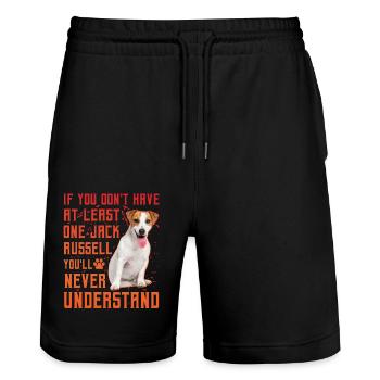 Jack Russell - Stanley/Stella Trainer Unisex Organic Jogging Shorts - black - Front - Nik (191cm) & Marisol (170cm)