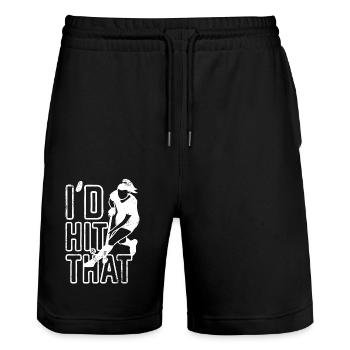Field Hockey Watercolor I'd Hit - Stanley/Stella Unisex Bio Joggingshorts Trainer  - Schwarz - Vorne - Nik (191cm) & Marisol (170cm)