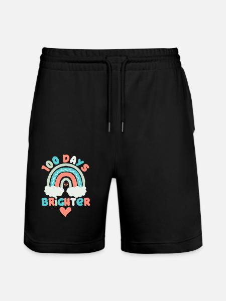 100 Days Brighter Teacher Student - Stanley/Stella Trainer Unisex Organic Jogging Shorts - black