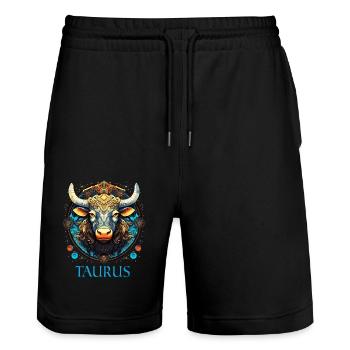 Aimez votre symbole du zodiaque Taureau Hommes et Femmes - Short de jogging bio TRAINER Stanley/Stella unisexe - noir - Devant - Nik (191cm) & Marisol (170cm)