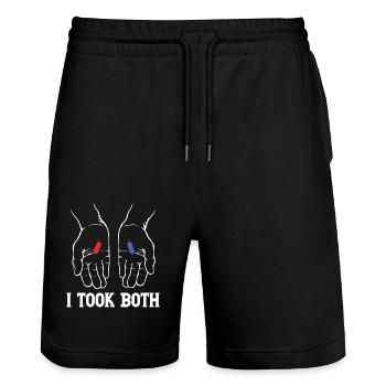 I TOOK BOTH - Stanley/Stella Unisex Bio Joggingshorts Trainer  - Schwarz - Vorne - Nik (191cm) & Marisol (170cm)