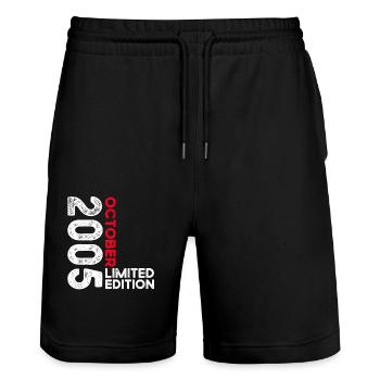 18th Birthday Husband Original October Vintage 2005 - Stanley/Stella Trainer Unisex Organic Jogging Shorts - black - Front - Nik (191cm) & Marisol (170cm)