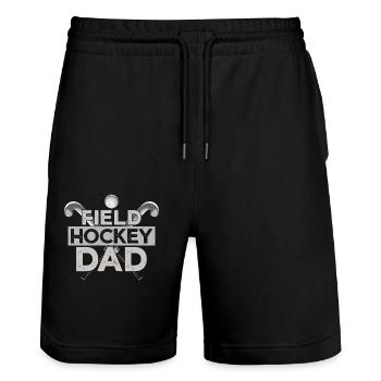 Field Hockey Dad Field Hockey Dad - Stanley/Stella Unisex Bio Joggingshorts Trainer  - Schwarz - Vorne - Nik (191cm) & Marisol (170cm)