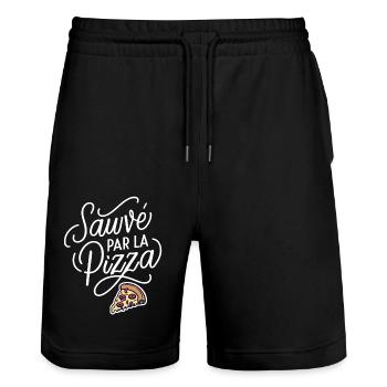Sauvé par la pizza - Short de jogging bio TRAINER Stanley/Stella unisexe - noir - Devant - Nik (191cm) & Marisol (170cm)