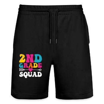 2nd Grade Squad Second Teacher Student Team Back - Stanley/Stella Trainer Unisex Organic Jogging Shorts - black - Front - Nik (191cm) & Marisol (170cm)