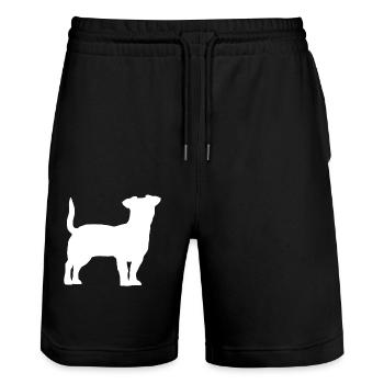 Jack Russell Terrier - Stanley/Stella Unisex Bio Joggingshorts Trainer  - Schwarz - Vorne - Nik (191cm) & Marisol (170cm)