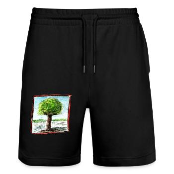 Tree 1 - Stanley/Stella Trainer Unisex Organic Jogging Shorts - black - Front - Nik (191cm) & Marisol (170cm)