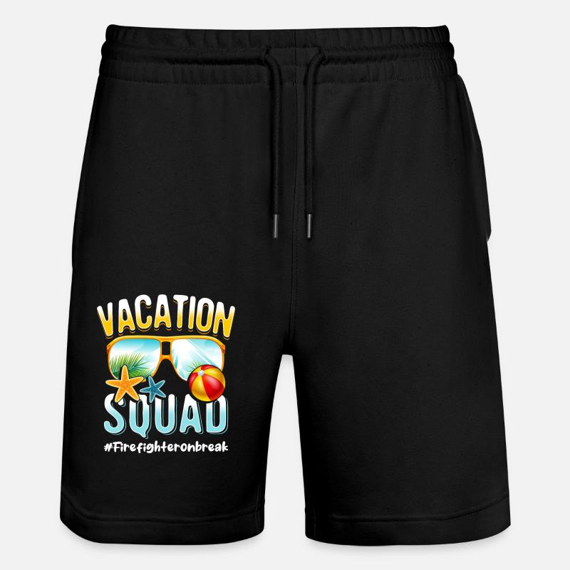 Firefighter Vacation Squad #Firefighteronbreak - Stanley/Stella Trainer Unisex Organic Jogging Shorts - black