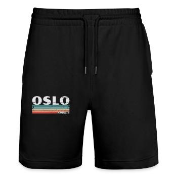 Oslo Norvège Rétro Vintage Norvège Norvégien - Short de jogging bio TRAINER Stanley/Stella unisexe - noir - Devant - Nik (191cm) & Marisol (170cm)