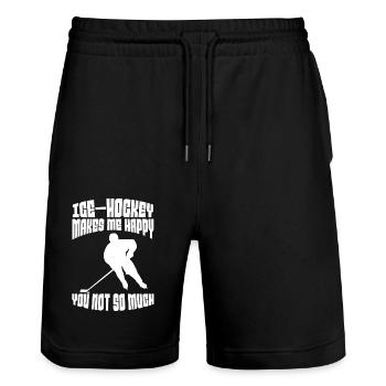 Ice Hockey Player Hockey Fan Ice Hockey Team - Stanley/Stella Trainer Unisex Organic Jogging Shorts - black - Front - Nik (191cm) & Marisol (170cm)