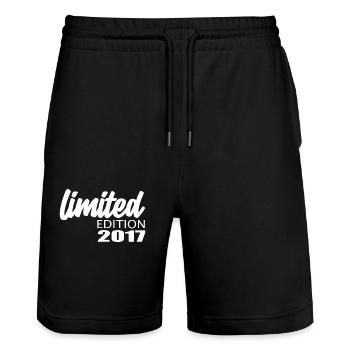 Limited Edition 2017 - Stanley/Stella Trainer Unisex Organic Jogging Shorts - black - Front - Nik (191cm) & Marisol (170cm)