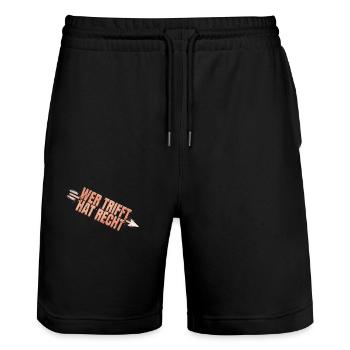 Bogenschießen Geschenk für Bogenschütze mit Pfeil - Stanley/Stella Unisex Bio Joggingshorts Trainer  - Schwarz - Vorne - Nik (191cm) & Marisol (170cm)
