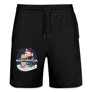 Génial nom Fernanda w Santa Hat dans le thème de Noël - Short de jogging bio TRAINER Stanley/Stella unisexe - noir - Devant - Nik (191cm) & Marisol (170cm)