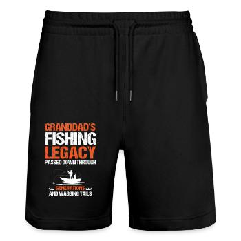 Angeln Großvater Großvater Fischer Enkel Lustig - Stanley/Stella Unisex Bio Joggingshorts Trainer  - Schwarz - Vorne - Nik (191cm) & Marisol (170cm)