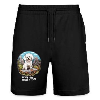 Chien Bichon Friesé - Short de jogging bio TRAINER Stanley/Stella unisexe - noir - Devant - Nik (191cm) & Marisol (170cm)