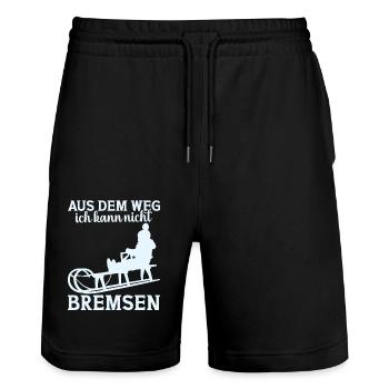 Schlitten Wintersportler Rodeln Rodler - Stanley/Stella Unisex Bio Joggingshorts Trainer  - Schwarz - Vorne - Nik (191cm) & Marisol (170cm)