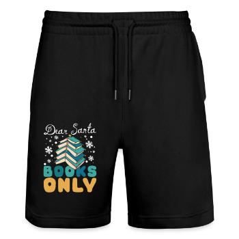 Dear Santa Books Only Bookworm - Stanley/Stella Unisex Bio Joggingshorts Trainer  - Schwarz - Vorne - Nik (191cm) & Marisol (170cm)