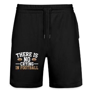 There's no crying in football - Stanley/Stella Trainer Unisex Organic Jogging Shorts - black - Front - Nik (191cm) & Marisol (170cm)