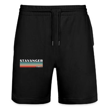 Stavanger, Norway, Retro, Norway, Norwegian - Stanley/Stella Trainer Unisex Organic Jogging Shorts - black - Front - Nik (191cm) & Marisol (170cm)