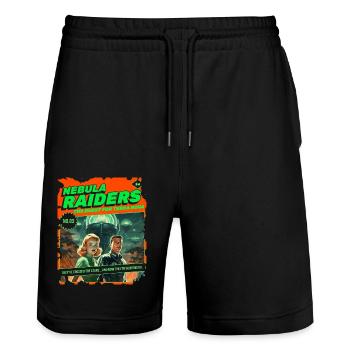 Nebula Raiders, 50s, 1950's Comic, Space - Stanley/Stella Trainer Unisex Organic Jogging Shorts - black - Front - Nik (191cm) & Marisol (170cm)