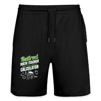 Retired Math Teacher Retired Teacher for Retirement - Stanley/Stella Trainer Unisex Organic Jogging Shorts - black - Front - Nik (191cm) & Marisol (170cm)