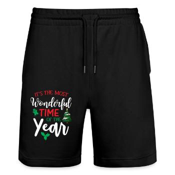 Es Ist Die Schönste Zeit Des Jahres - Stanley/Stella Unisex Bio Joggingshorts Trainer  - Schwarz - Vorne - Nik (191cm) & Marisol (170cm)