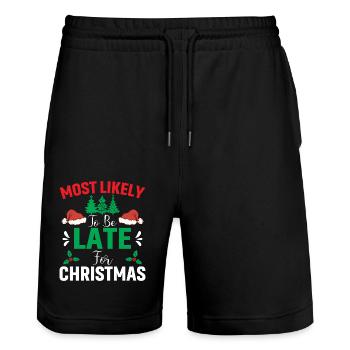 Probably late for Christmas - Stanley/Stella Trainer Unisex Organic Jogging Shorts - black - Front - Nik (191cm) & Marisol (170cm)