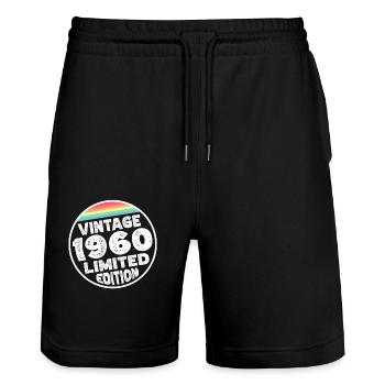 Limited Edition since 1960 Geburtstag Geschenk - Stanley/Stella Unisex Bio Joggingshorts Trainer  - Schwarz - Vorne - Nik (191cm) & Marisol (170cm)