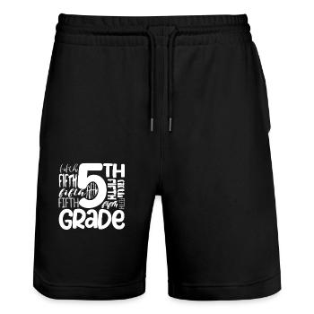 5th grade typography team fifth graders at 100 - Stanley/Stella Trainer Unisex Organic Jogging Shorts - black - Front - Nik (191cm) & Marisol (170cm)