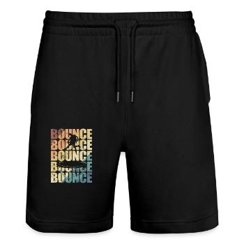 Bounce Trampoline Jumping Sport Hobby - Stanley/Stella Trainer Unisex Organic Jogging Shorts - black - Front - Nik (191cm) & Marisol (170cm)