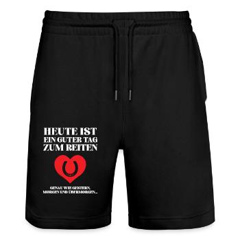 Heute Ist Ein Guter Tag Zum Reiten Pferde Reiter - Stanley/Stella Unisex Bio Joggingshorts Trainer  - Schwarz - Vorne - Nik (191cm) & Marisol (170cm)