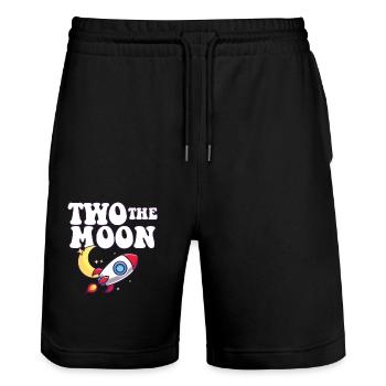 Outer Space 2nd Birthday Party Theme Two The Moon - Stanley/Stella Unisex Bio Joggingshorts Trainer  - Schwarz - Vorne - Nik (191cm) & Marisol (170cm)