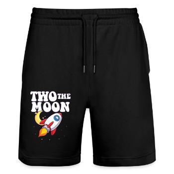 Astronaut 2nd Birthday Party Theme Two The Moon - Stanley/Stella Unisex Bio Joggingshorts Trainer  - Schwarz - Vorne - Nik (191cm) & Marisol (170cm)