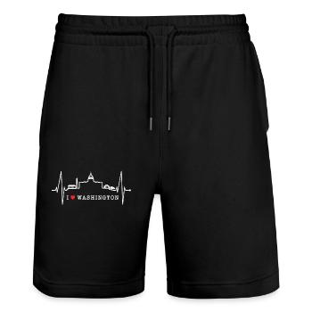 Washington D.C. Skyline Heartbeat Côte Est des États-Unis - Short de jogging bio TRAINER Stanley/Stella unisexe - noir - Devant - Nik (191cm) & Marisol (170cm)
