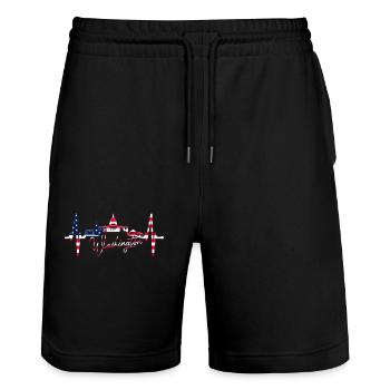 Washington D.C. Skyline Heartbeat Côte Est des États-Unis - Short de jogging bio TRAINER Stanley/Stella unisexe - noir - Devant - Nik (191cm) & Marisol (170cm)