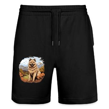 Dog Eurasier - Stanley/Stella Trainer Unisex Organic Jogging Shorts - black - Front - Nik (191cm) & Marisol (170cm)