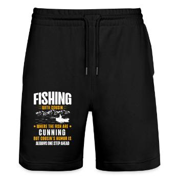 Pêche Cousin Pêcheur Cousins Drôle Poisson Perfec - Short de jogging bio TRAINER Stanley/Stella unisexe - noir - Devant - Nik (191cm) & Marisol (170cm)