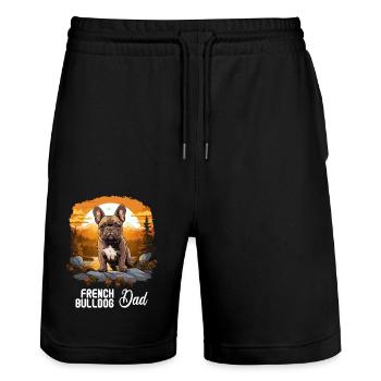 Chien Bouledogue Français - Short de jogging bio TRAINER Stanley/Stella unisexe - noir - Devant - Nik (191cm) & Marisol (170cm)