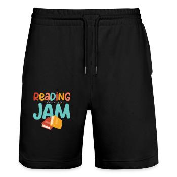 Reading is my passion Funny teacher - Stanley/Stella Trainer Unisex Organic Jogging Shorts - black - Front - Nik (191cm) & Marisol (170cm)